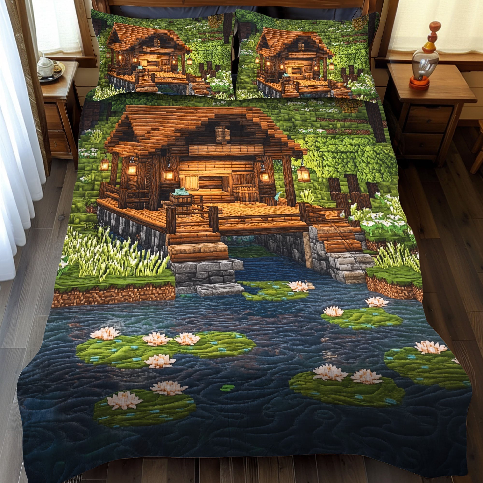 Set di Biancheria da Letto Trapuntata 3 Pezzi Rustico Waterside