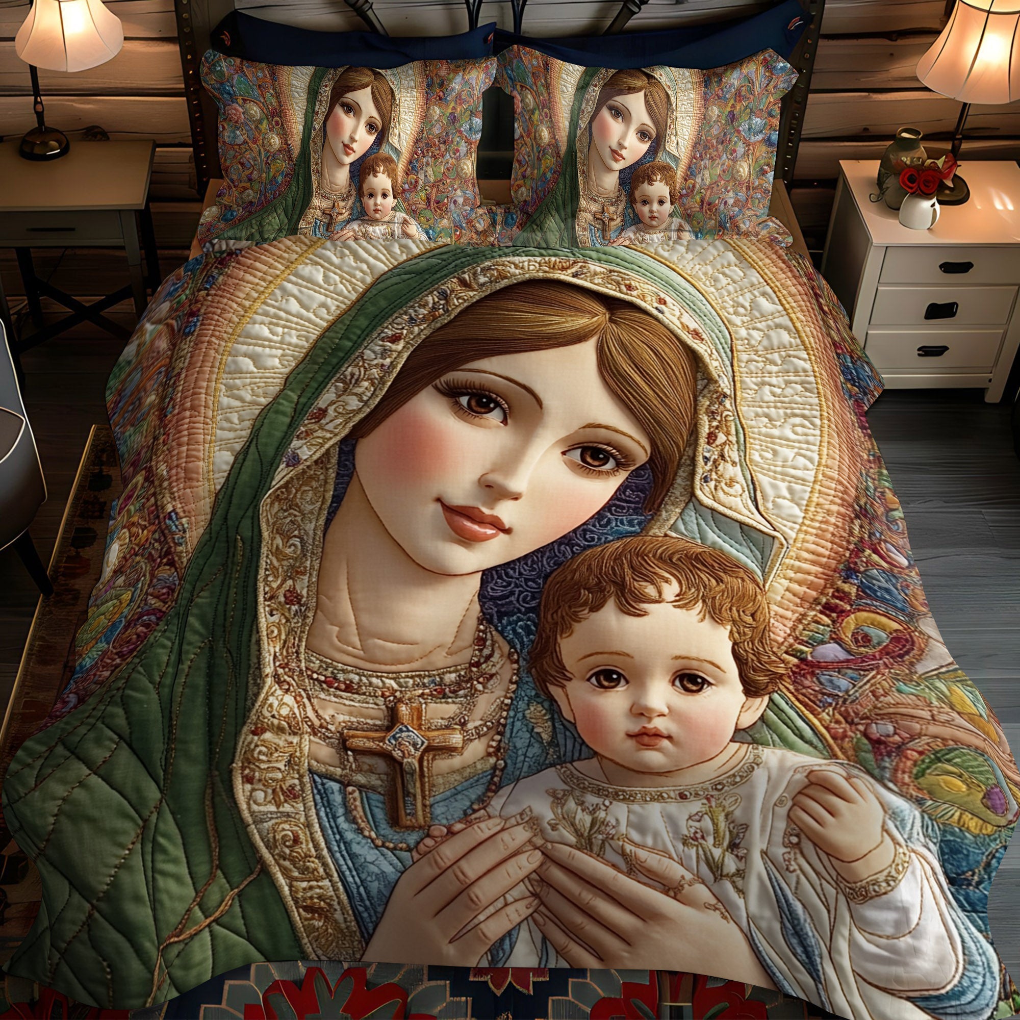 Set di Biancheria da Letto Trapuntata 3 Pezzi Legame Sacro