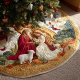 Sacra Famiglia Copri Base per Albero di Natale Trapuntato