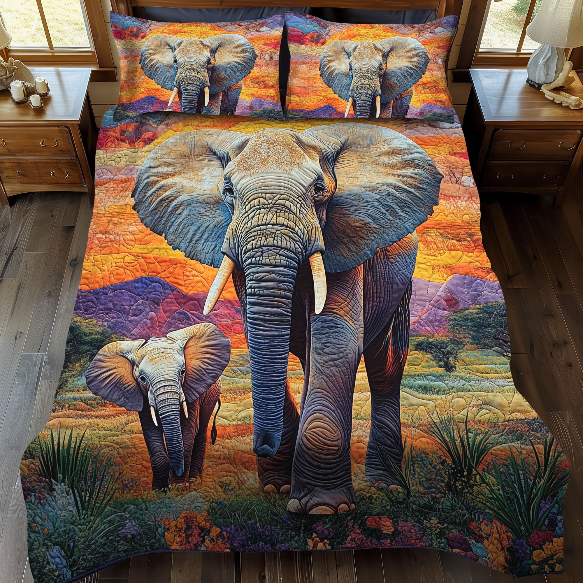 Set di Biancheria da Letto Trapuntata 3 Pezzi Mandria Sacra di Quilted