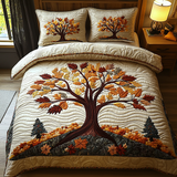 Set di Biancheria da Letto Trapuntata 3 Pezzi Foglie Sacre