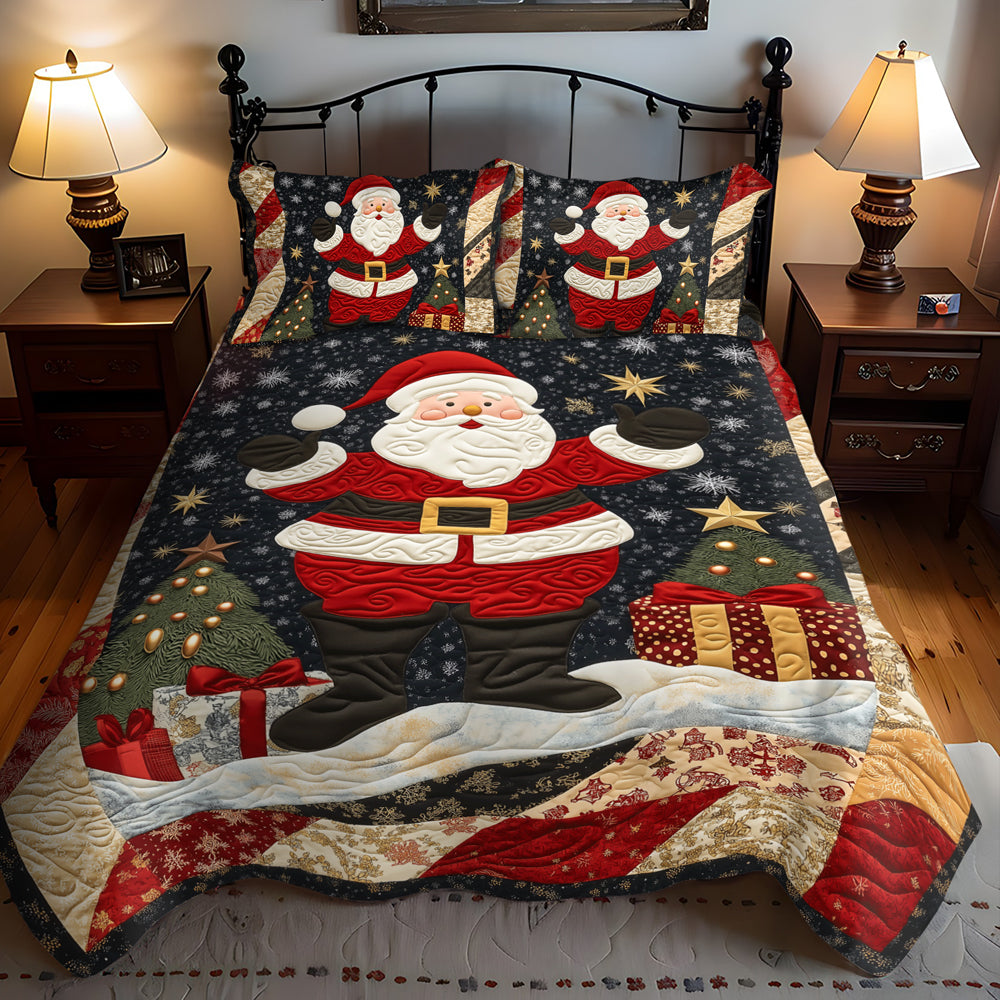 Set di Biancheria da Letto Trapuntata 3 Pezzi Natale del Babbo Natale