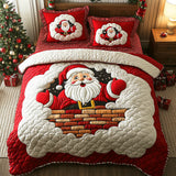 Set di Biancheria da Letto Trapuntata 3 Pezzi Vigilia del Babbo Natale