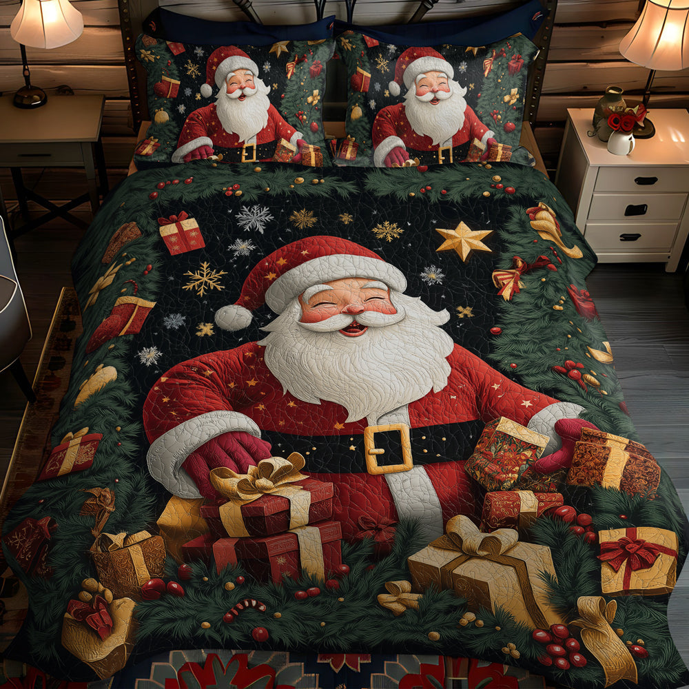Set di Biancheria da Letto Trapuntata 3 Pezzi Regalo del Babbo Natale di Galore