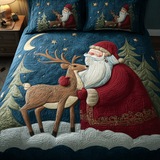 Set di Biancheria da Letto Trapuntata 3 Pezzi Viaggio del Babbo Natale