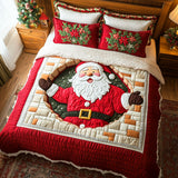 Set di Biancheria da Letto Trapuntata 3 Pezzi Viaggio del Babbo Natale