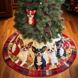 Natale del Piccolo Chihuahua di Babbo Natale Copri Base per Albero di Natale Trapuntato