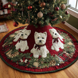 Il Piccolo Westie di Babbo Natale Copri Base per Albero di Natale Trapuntato