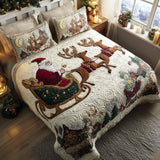 Set di Biancheria da Letto Trapuntata 3 Pezzi Giro del Babbo Natale della Slitta