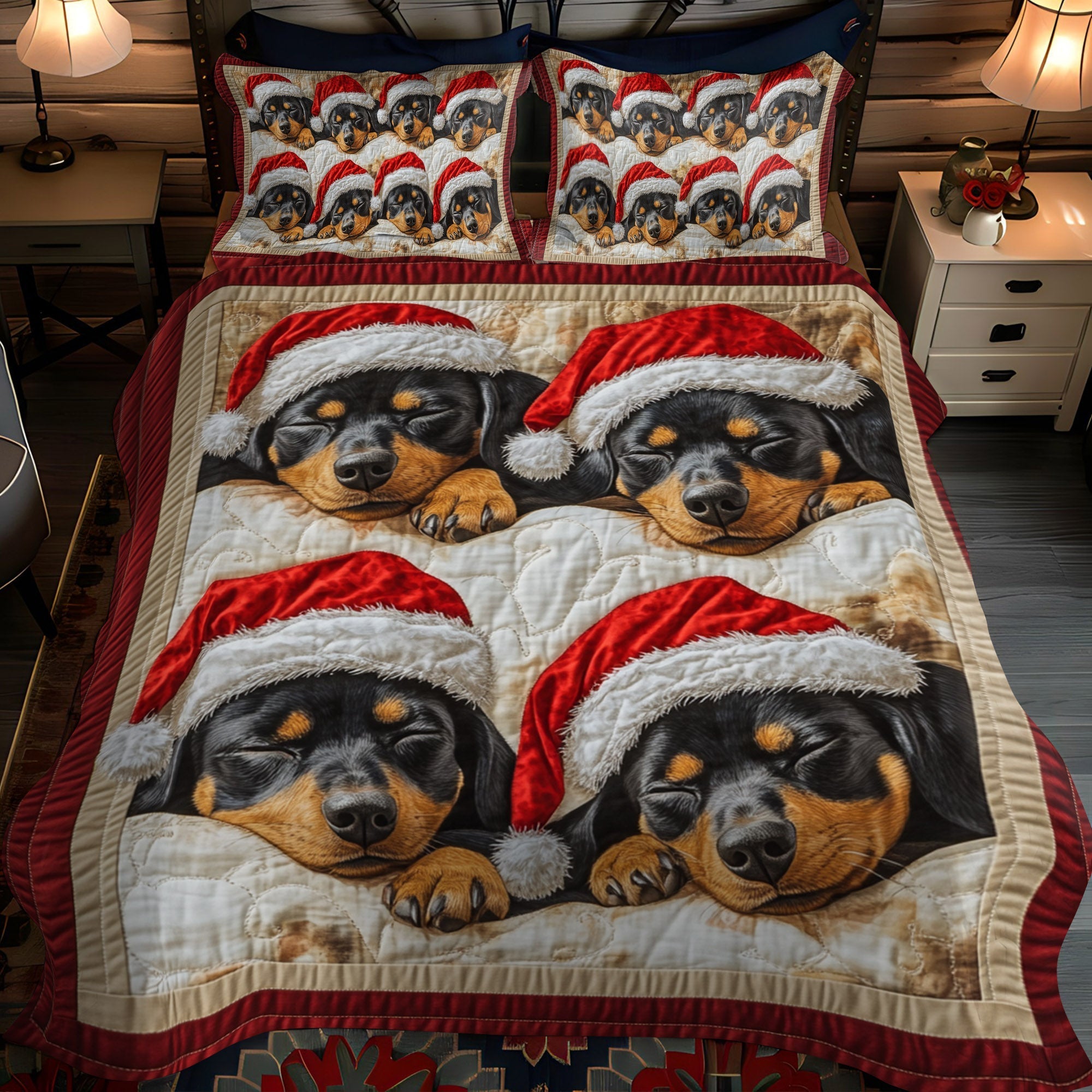 Set di Biancheria da Letto Trapuntata 3 Pezzi Babbo Natale di Snooze