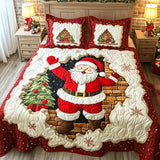 Set di Biancheria da Letto Trapuntata 3 Pezzi Spirito del Babbo Natale