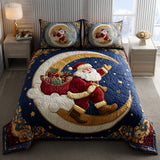 Set di Biancheria da Letto Trapuntata 3 Pezzi Luna Stellata del Babbo Natale