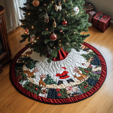 Viaggio di Babbo Natale Copri Base per Albero di Natale Trapuntato