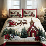 Set di Biancheria da Letto Trapuntata 3 Pezzi Viaggio del Babbo Natale