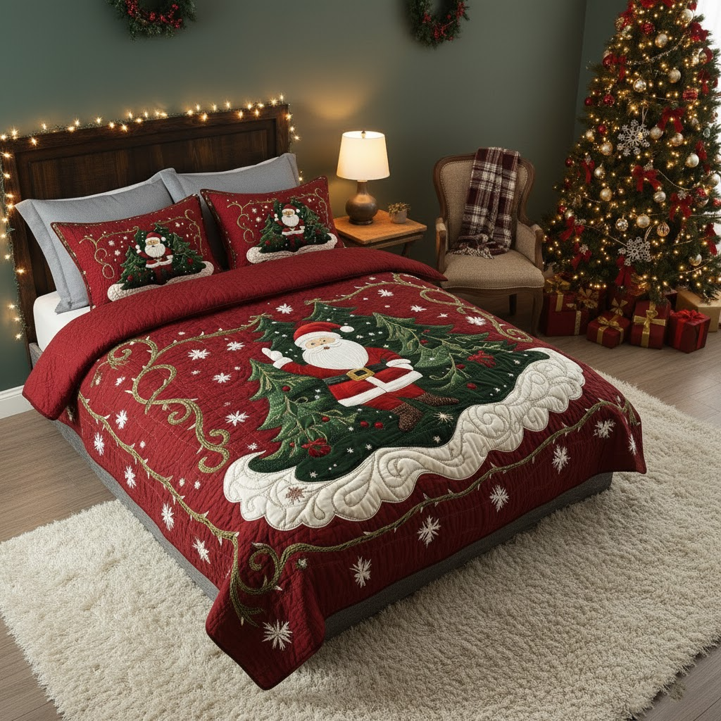 Set di Biancheria da Letto Trapuntata 3 Pezzi Meraviglia della Bottega di Babbo Natale
