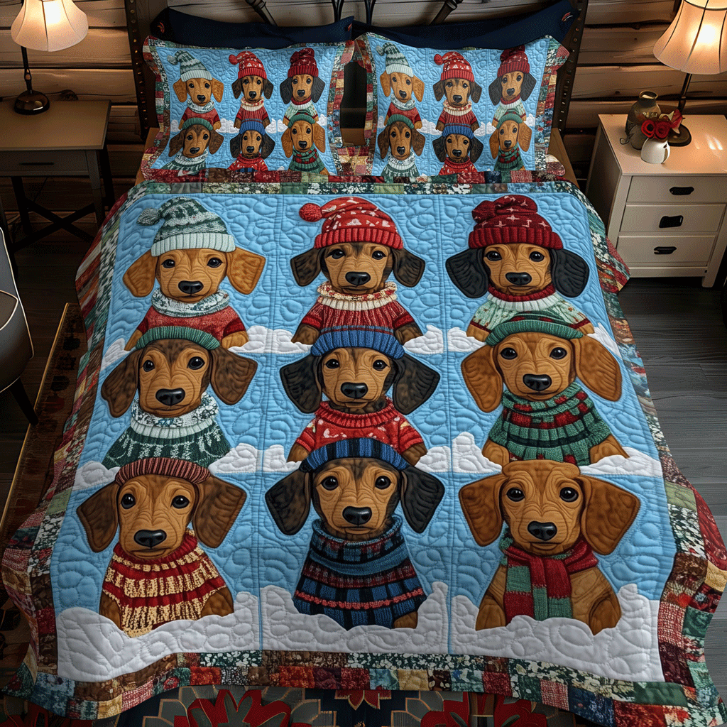 Set di Biancheria da Letto Trapuntata 3 Pezzi Babbi Natale di Doxie