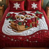 Set di Biancheria da Letto Trapuntata 3 Pezzi Babbi Natale Piccoli di Chis