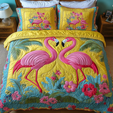 Set di Biancheria da Letto Trapuntata 3 Pezzi Fenicottero di Sassy