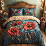 Set di Biancheria da Letto Trapuntata 3 Pezzi Scarlatto Fioritura