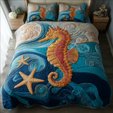 Set di Biancheria da Letto Trapuntata 3 Pezzi Magia del Mare del Cavallo