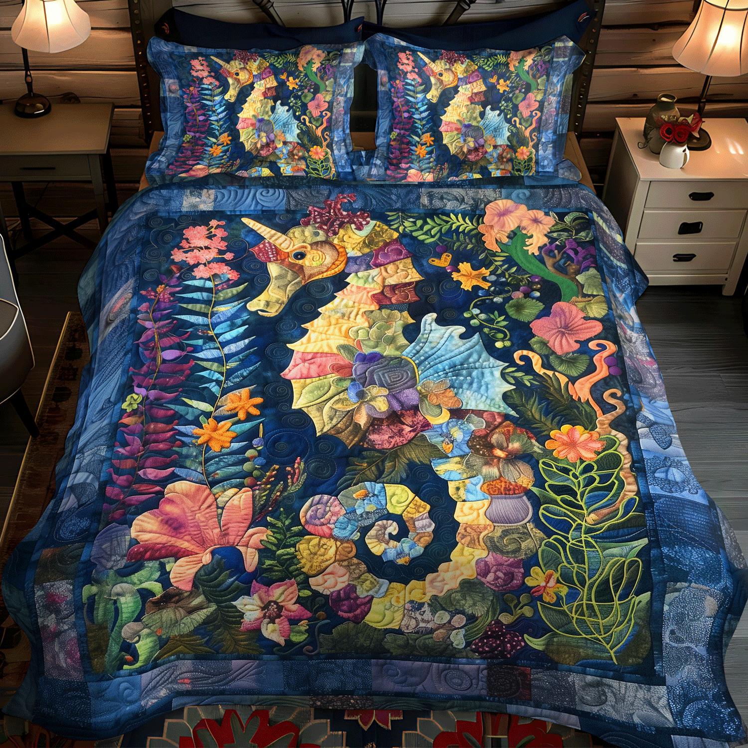 Set di Biancheria da Letto Trapuntata 3 Pezzi Spiriti del Mare