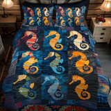 Set di Biancheria da Letto Trapuntata 3 Pezzi Serenata del Cavalluccio Marino