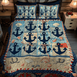 Set di Biancheria da Letto Trapuntata 3 Pezzi Ancore della Riva del Mare