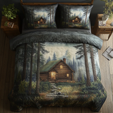 Serene Log Cabin 3-Piece Quilted Bedding Set NCU0DK3577