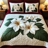 Serene Plumeria 3-Piece Quilted Bedding Set NCU0VL1988