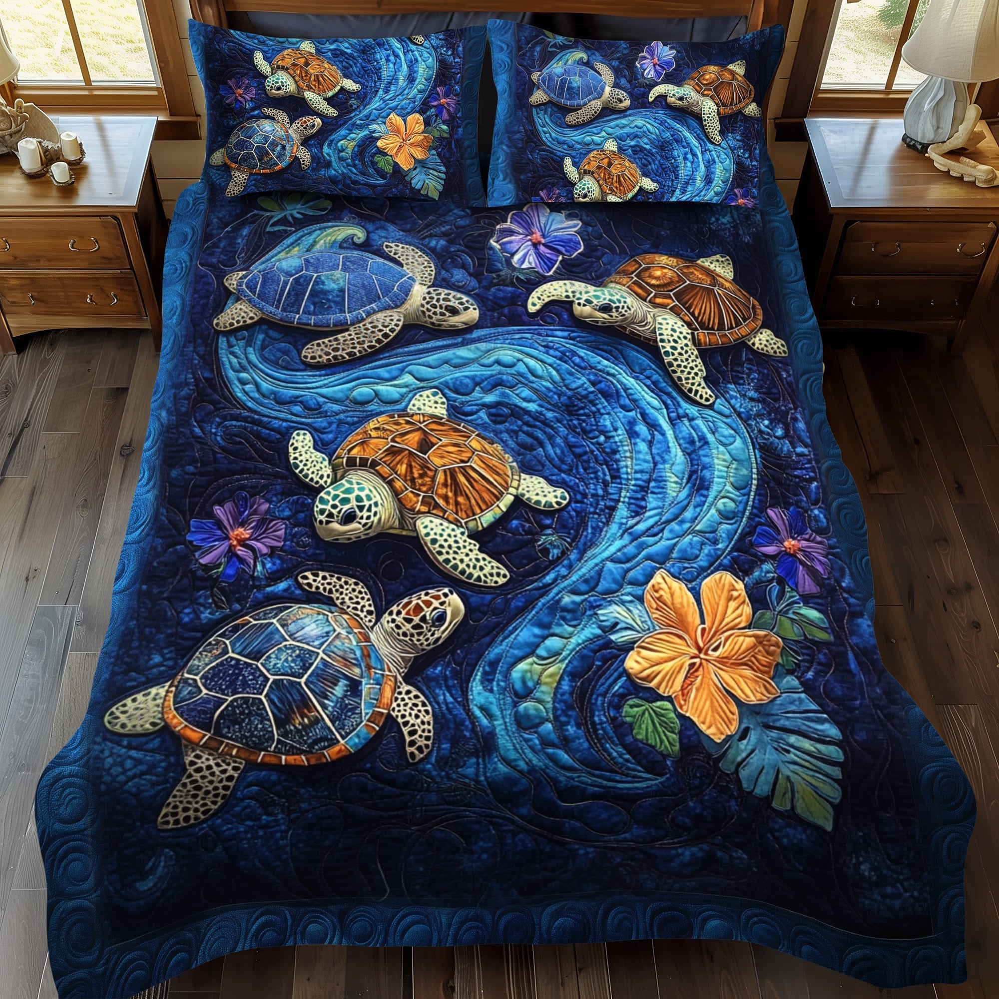 Set di Biancheria da Letto Trapuntata 3 Pezzi Rive Serene
