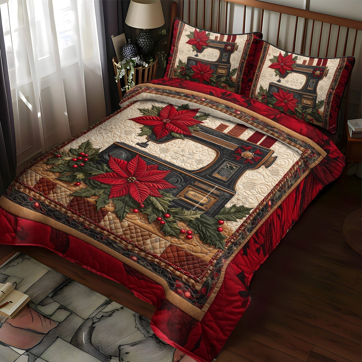 Set di Biancheria da Letto Trapuntata 3 Pezzi Serenità del Cucito