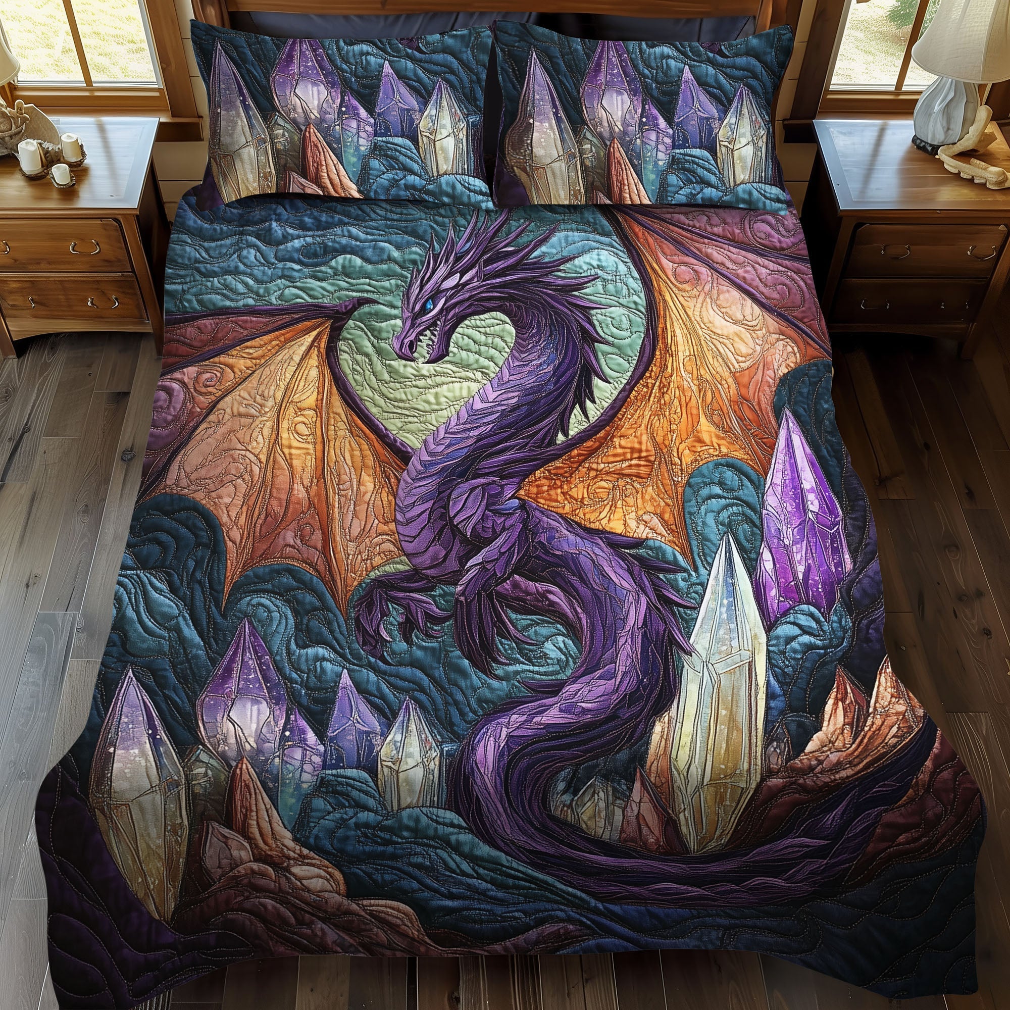 Set di Biancheria da Letto Trapuntata 3 Pezzi Shadowflame