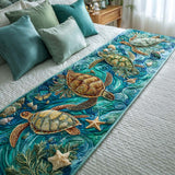 Fioritura di Conchiglie e Tartarughe Runner da Letto Trapuntato