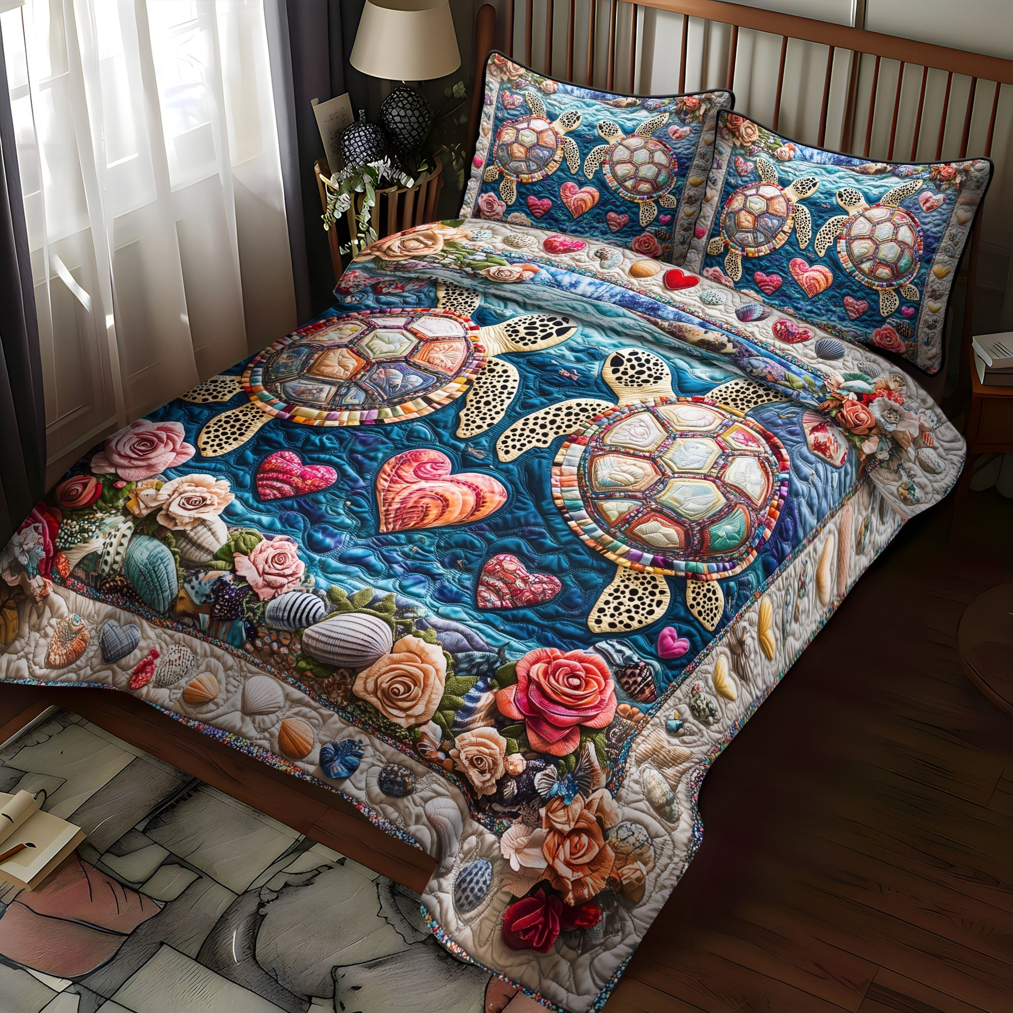 Set di Biancheria da Letto Trapuntata 3 Pezzi Shellmates Eterno