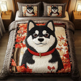 Set di Biancheria da Letto Trapuntata 3 Pezzi Fascino di Shiba dell'Autunno