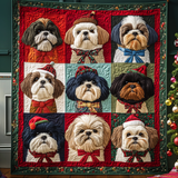 Gioia Natalizia dello Shih Tzu Coperta Trapuntata