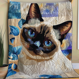 Sguardo del Gatto Siamese Coperta Trapuntata