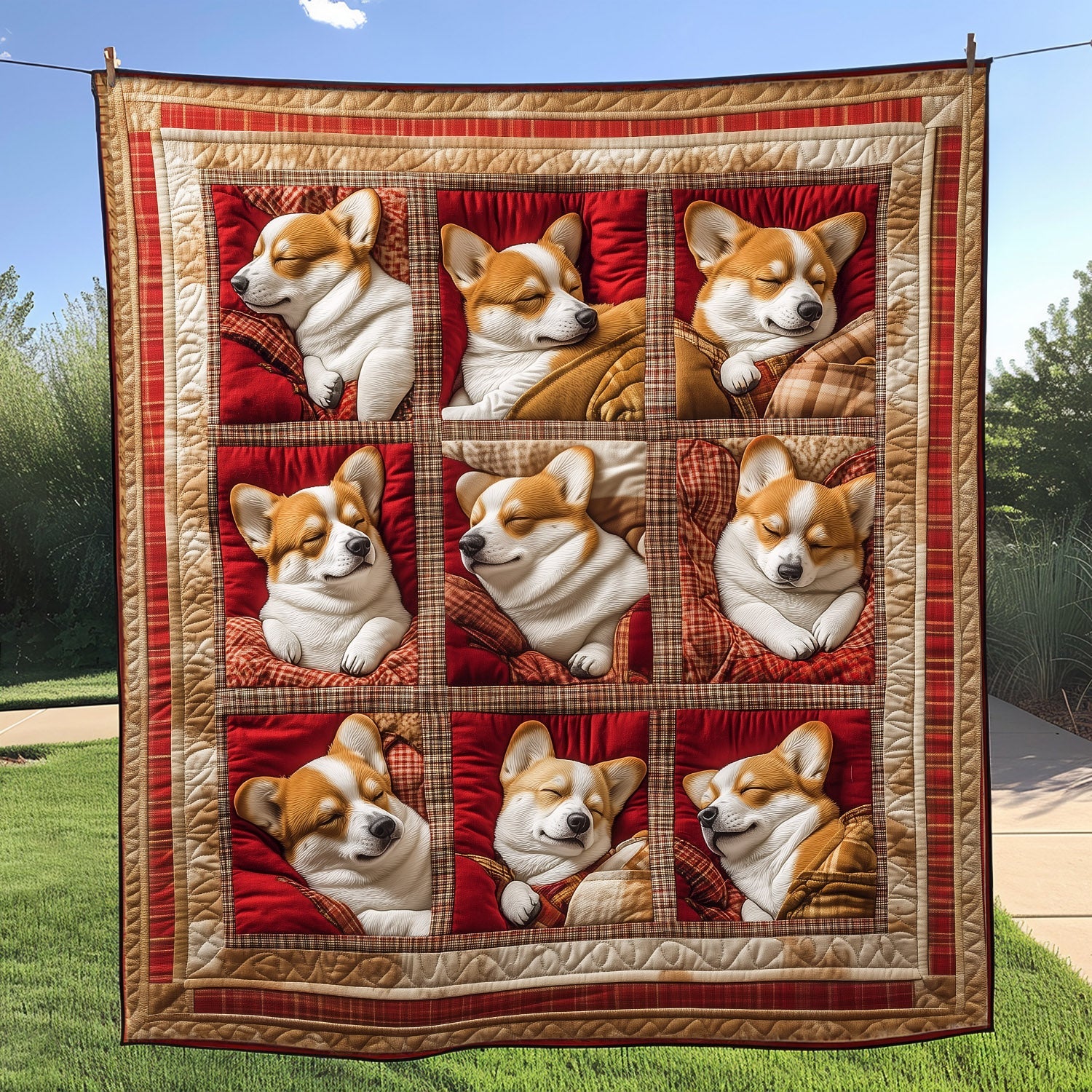 Corgi Assonnati Coperta Trapuntata