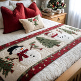 Pupazzo di Neve Sorridente Runner da Letto Trapuntato