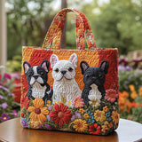 Bouledogue Francese Borsa Tote Trapuntata