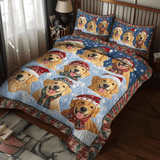 Set di Biancheria da Letto Trapuntata 3 Pezzi Cucciolo Dorato della Neve