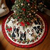 Boston Terrier Delizia tra i Fiocchi di Neve Copri Base per Albero di Natale Trapuntato