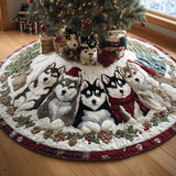 Husky Gioia tra i Fiocchi di Neve Copri Base per Albero di Natale Trapuntato