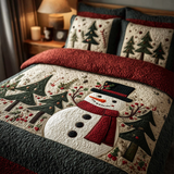 Set di Biancheria da Letto Trapuntata 3 Pezzi Magia del Pupazzo di Neve