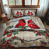Set di Biancheria da Letto Trapuntata 3 Pezzi Serenità Innevata del Cardinale