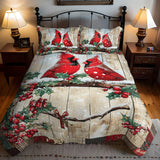 Set di Biancheria da Letto Trapuntata 3 Pezzi Serenità Innevata del Cardinale