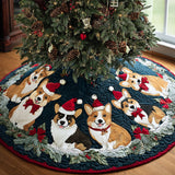 Corgi Allegria tra la Neve Copri Base per Albero di Natale Trapuntato