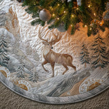 Cervo tra la Neve Copri Base per Albero di Natale Trapuntato