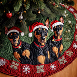 Difensore Doberman Innevato Copri Base per Albero di Natale Trapuntato