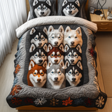 Set di Biancheria da Letto Trapuntata 3 Pezzi Zampe Innevate